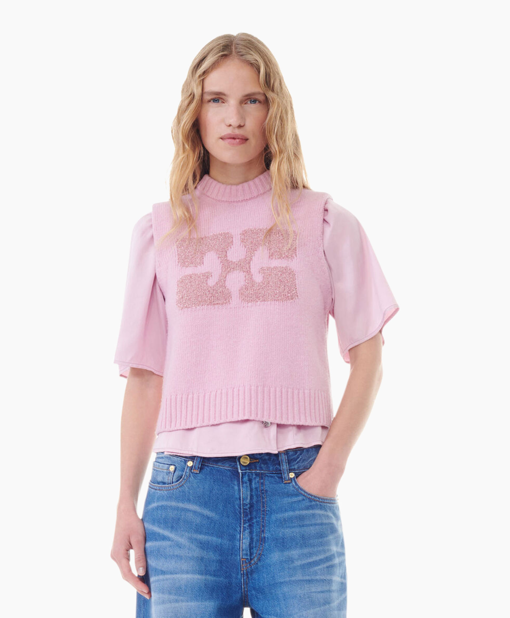 Spencer Graphic Wool Mix Roze