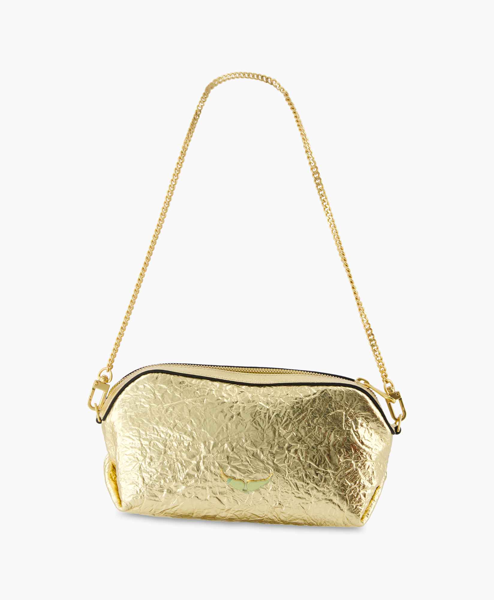 Crossbody Tas Le Cecilia Lovely Wrinkled Metallic Goud