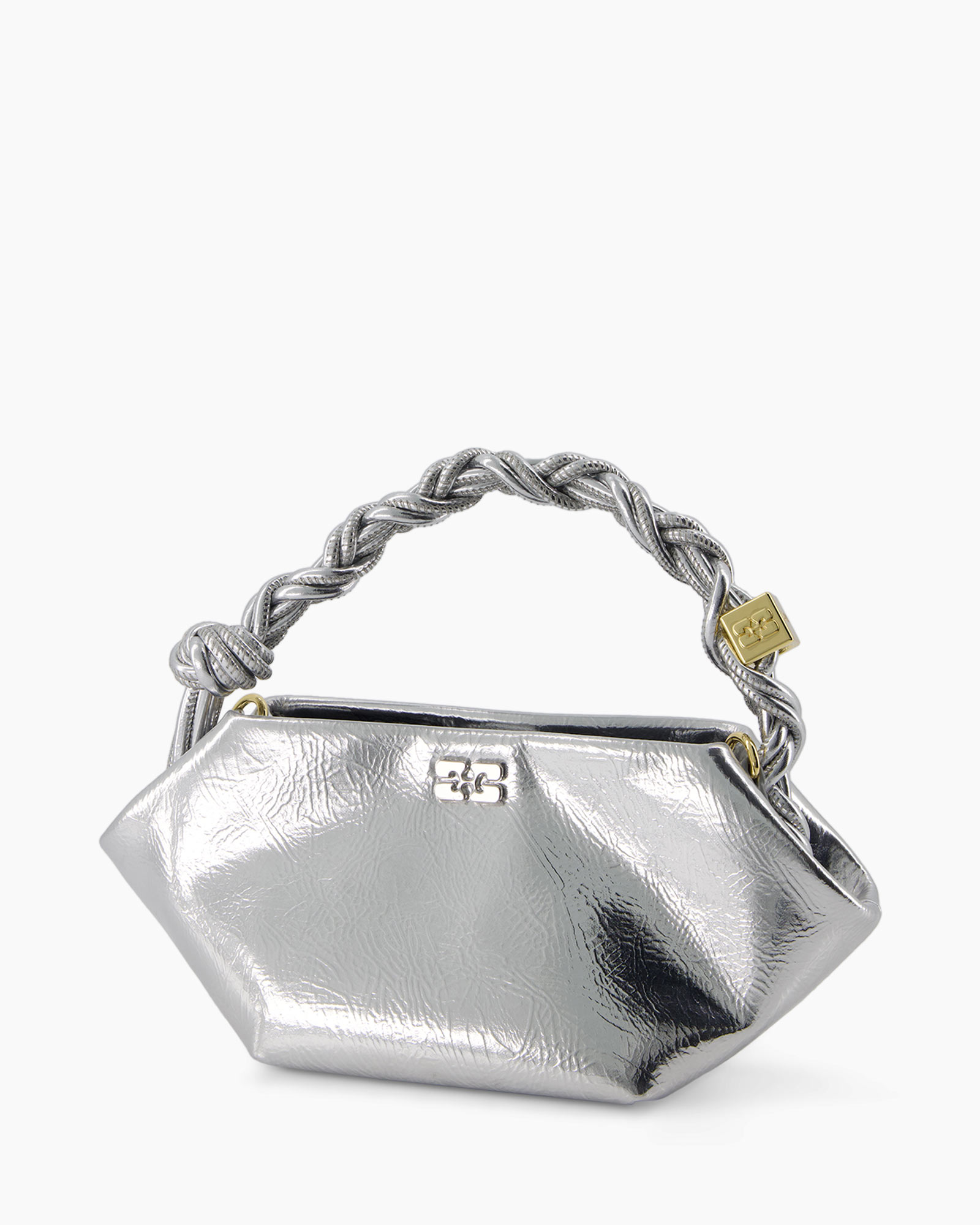 Crossbody Tas Ganni Bou Mini Metallic Zilver