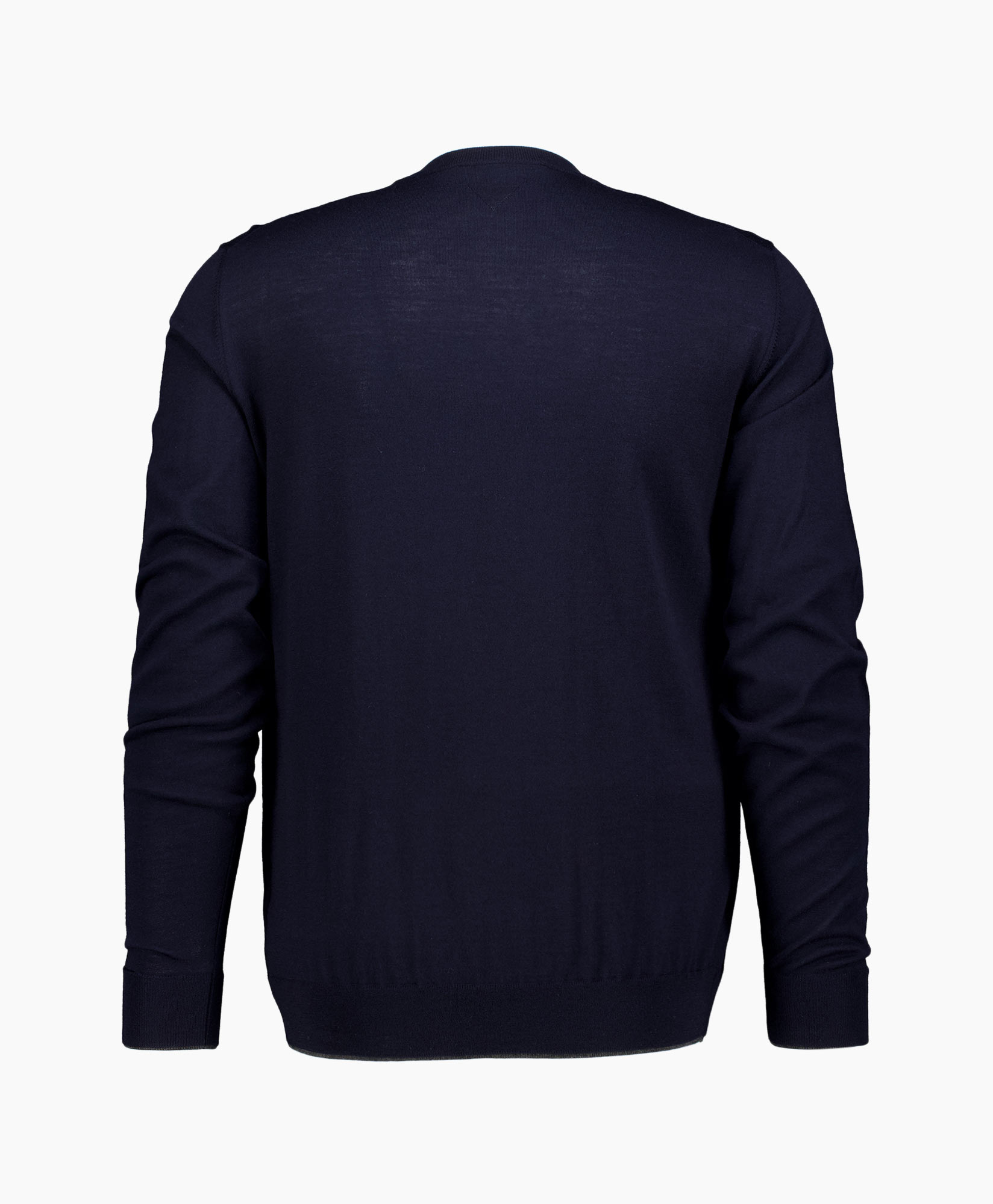 Pullover Rib Details Crew Donker Blauw