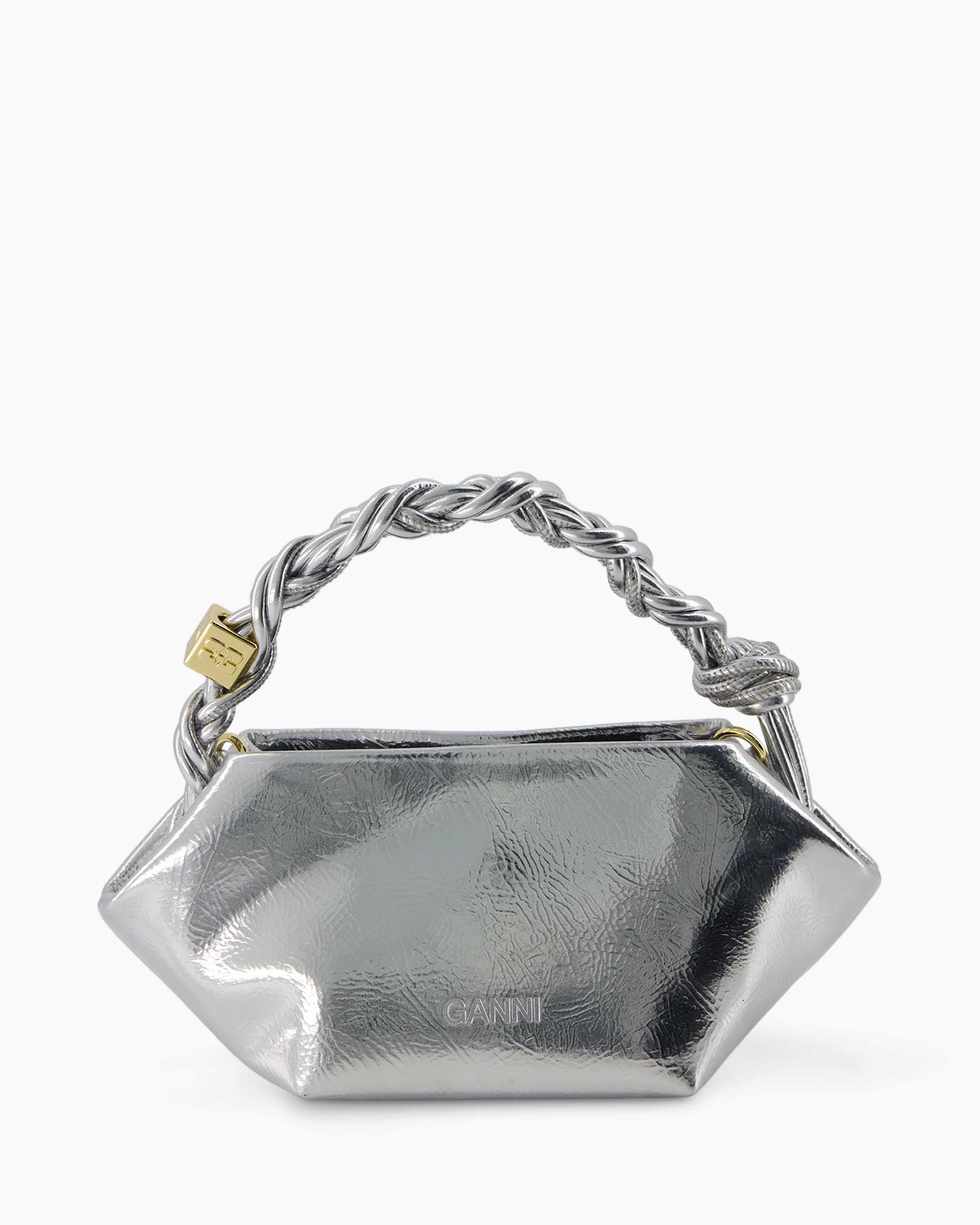 Crossbody Tas Ganni Bou Mini Metallic Zilver