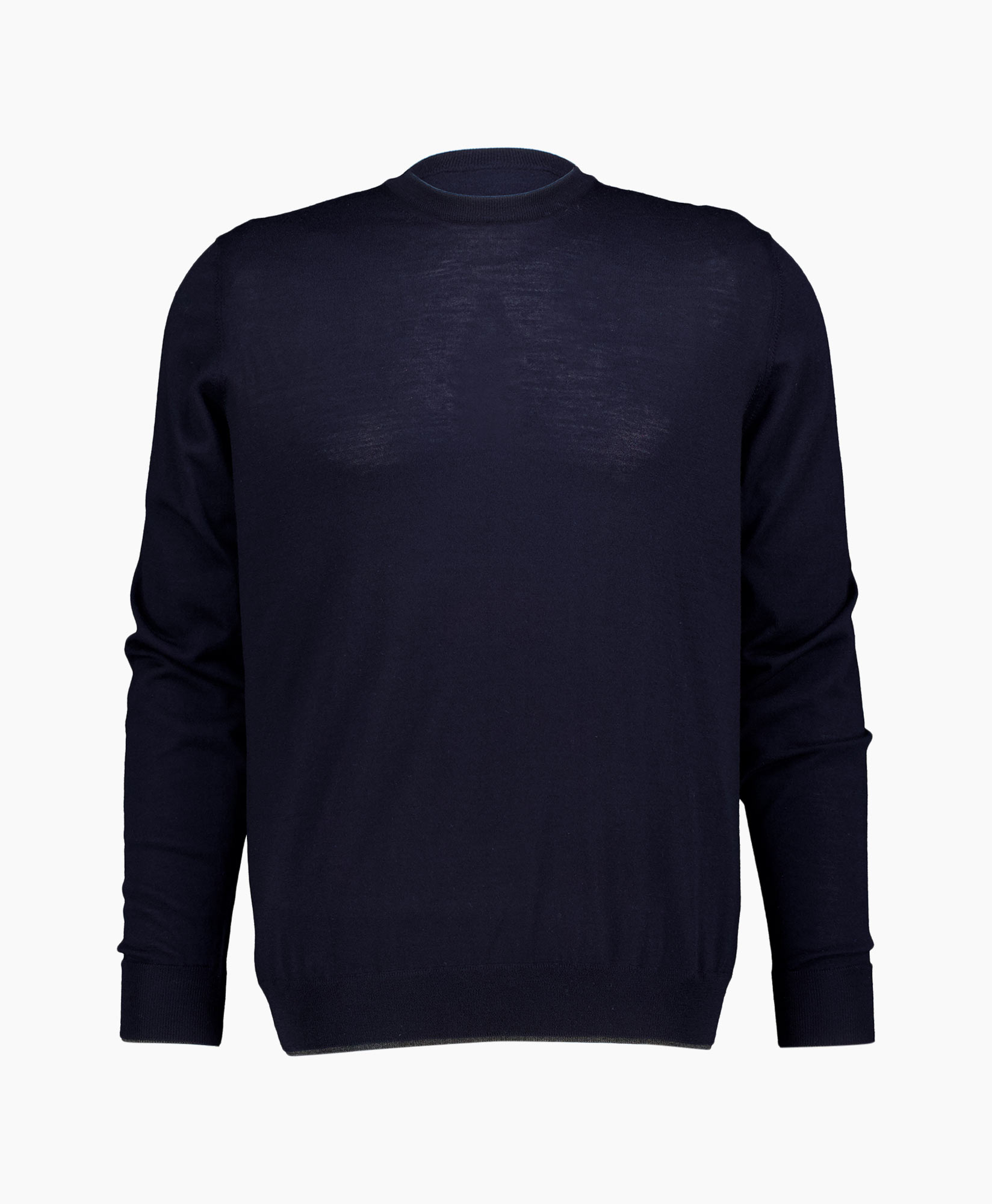 Pullover Rib Details Crew Donker Blauw