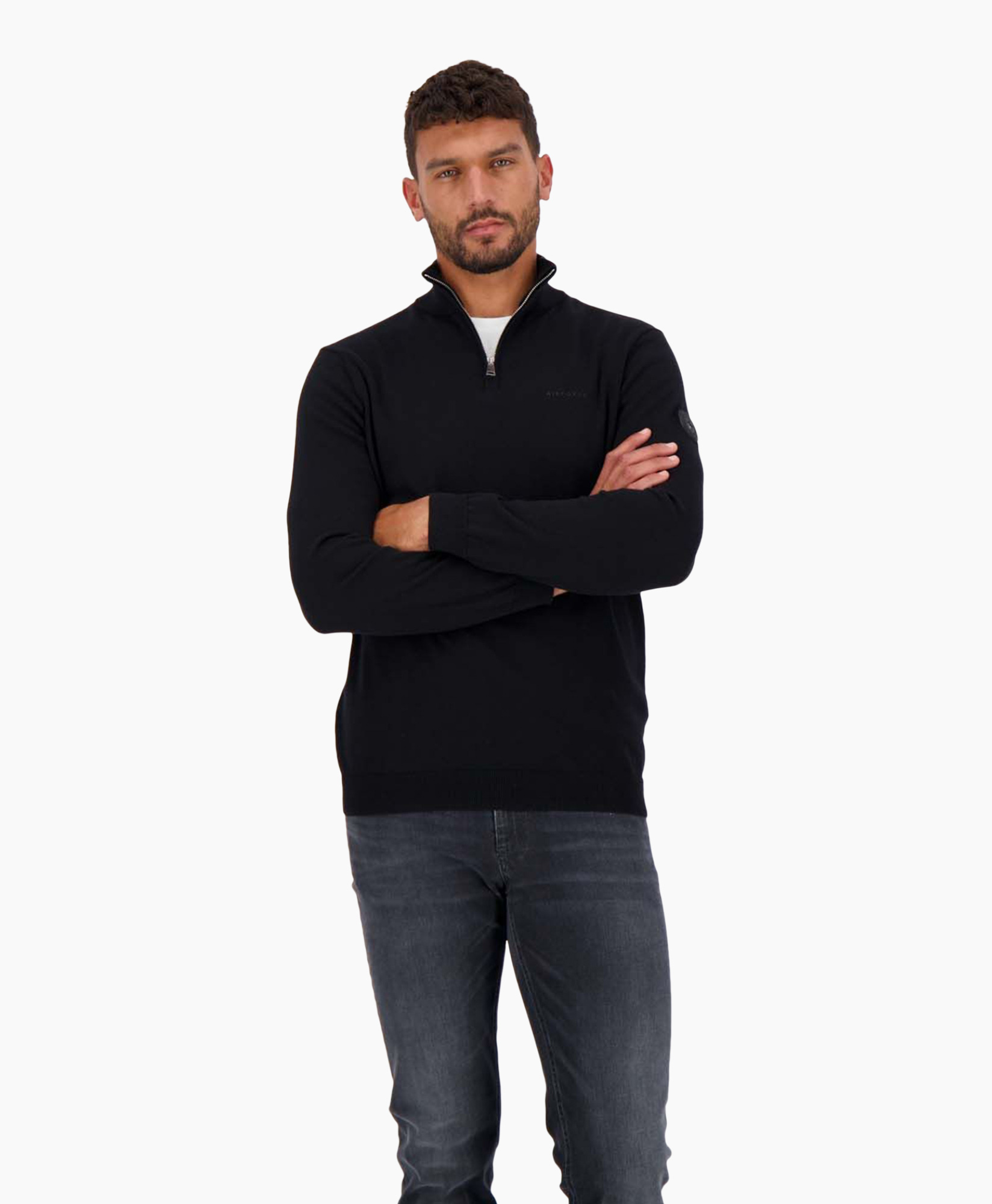 Pullover Knitwear Quarter Zip Zwart