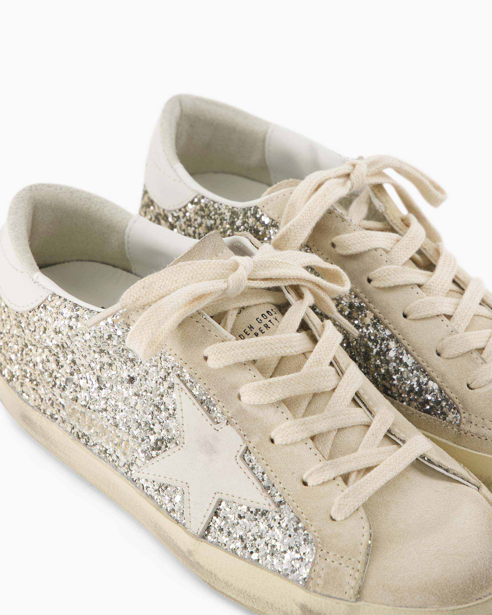 Sneaker Super-star Classic Glitter Leather Star Beige