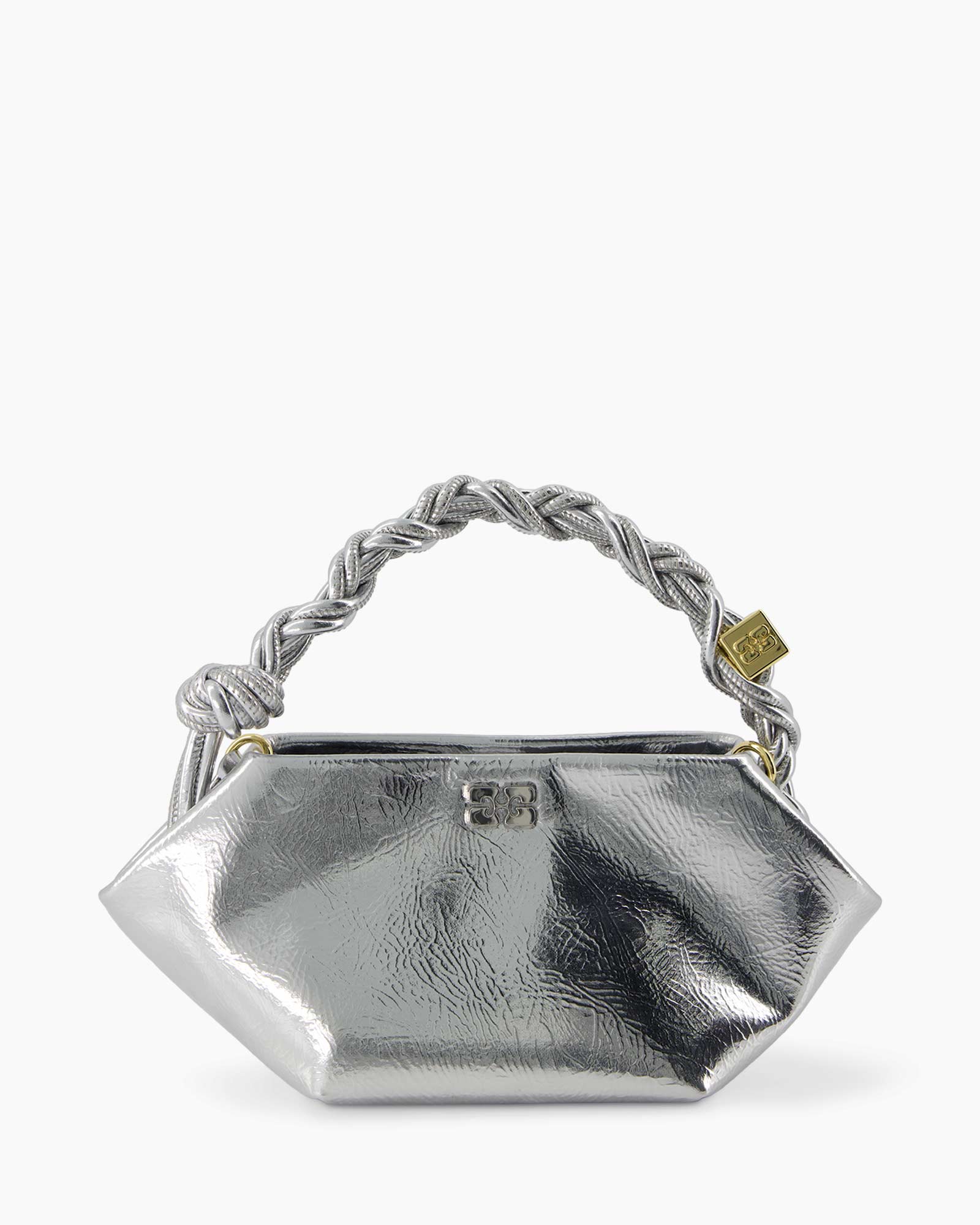 Crossbody Tas Ganni Bou Mini Metallic Zilver