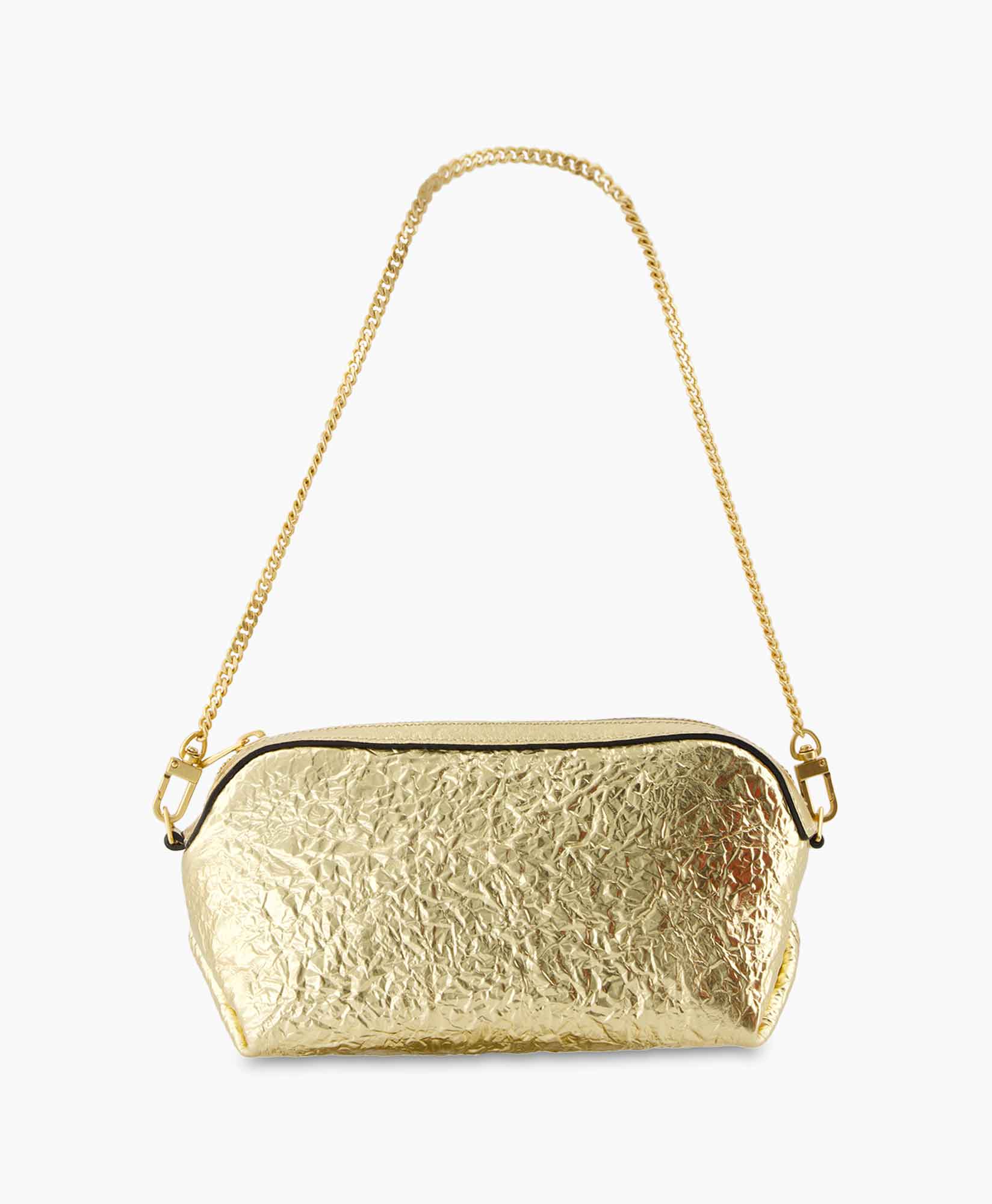 Crossbody Tas Le Cecilia Lovely Wrinkled Metallic Goud