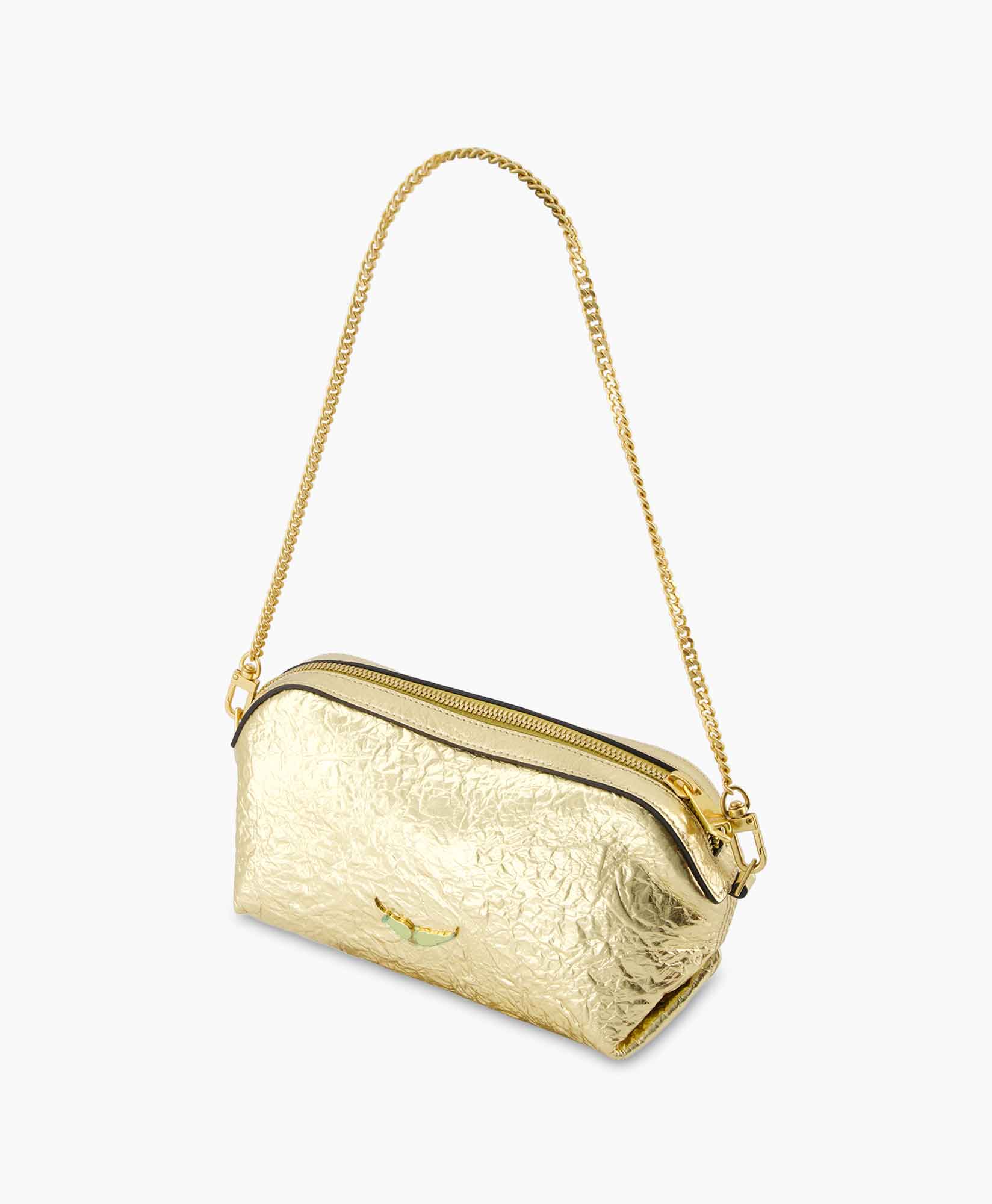 Crossbody Tas Le Cecilia Lovely Wrinkled Metallic Goud