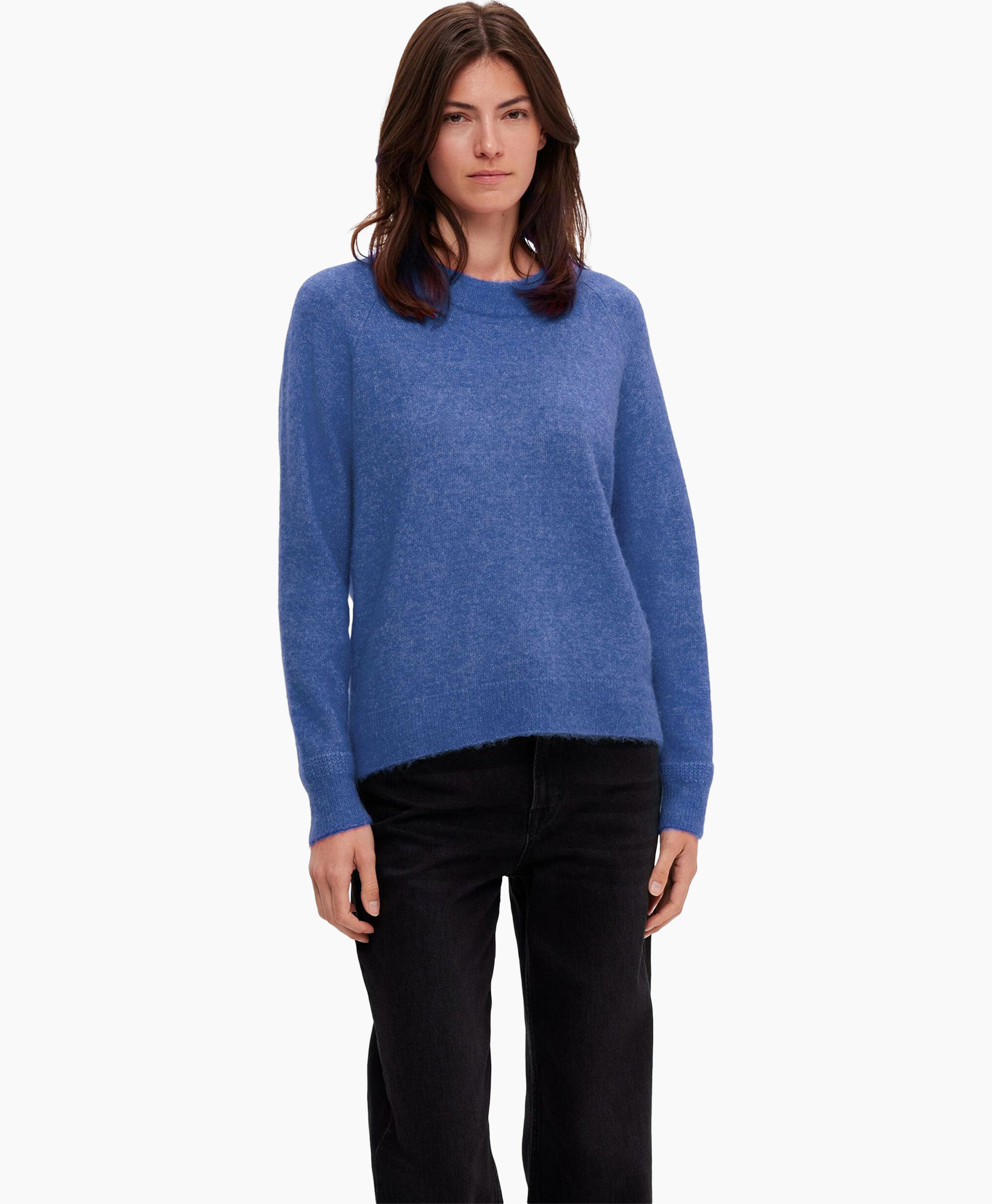 Selected Femme Pullover Lulu Ls Knit O-neck B Noos Blauw