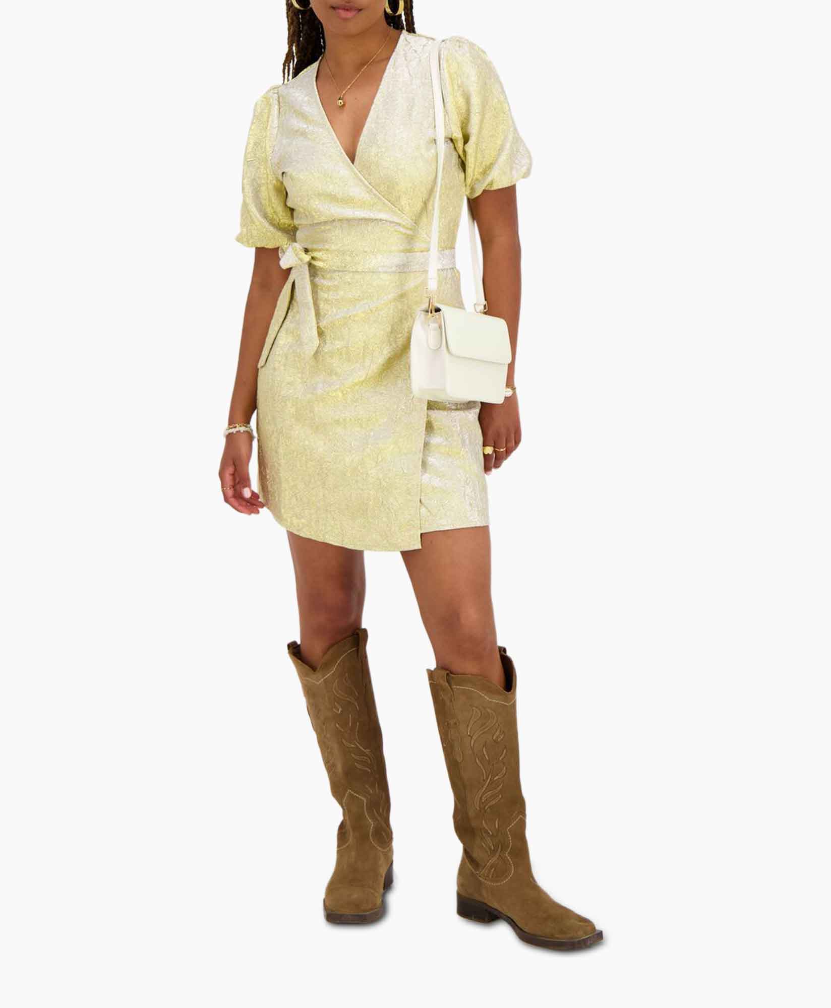 Jurk Gold Wrap Dress Geel