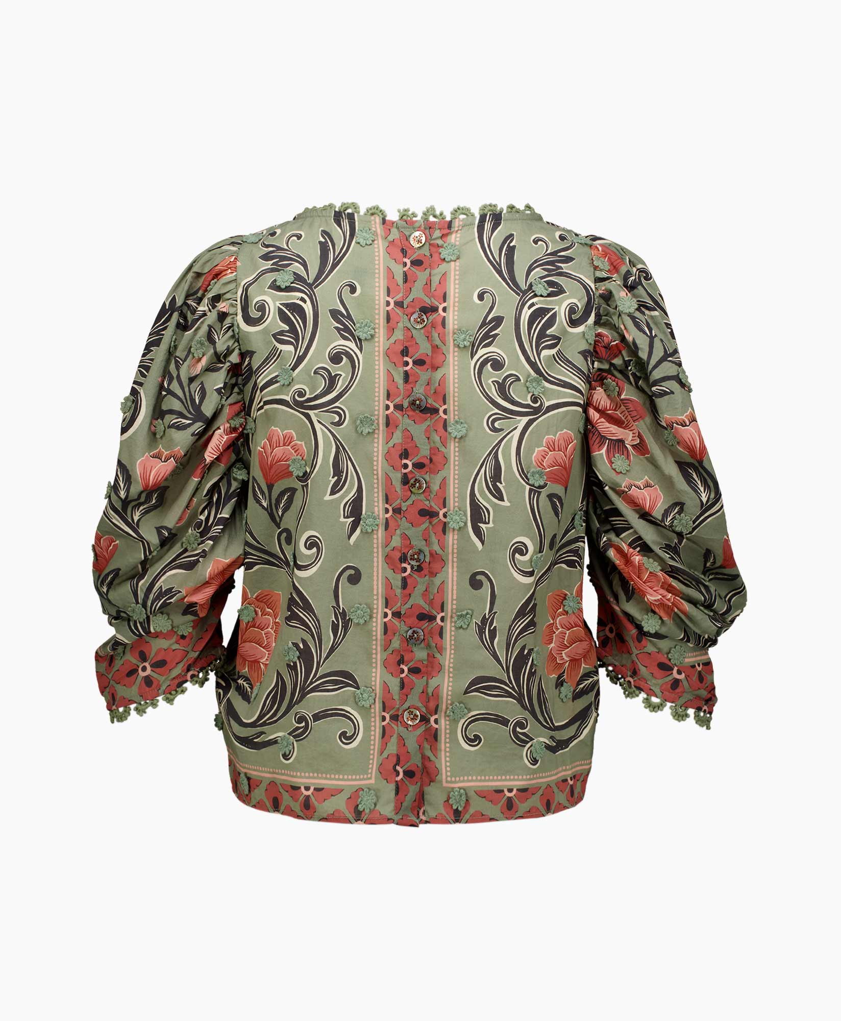 Blouse Arabesque Floral Green Groen