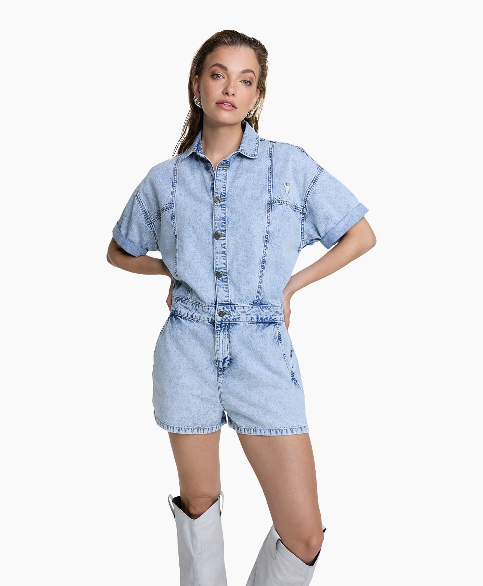 Jumpsuit Woven Denim Blauw