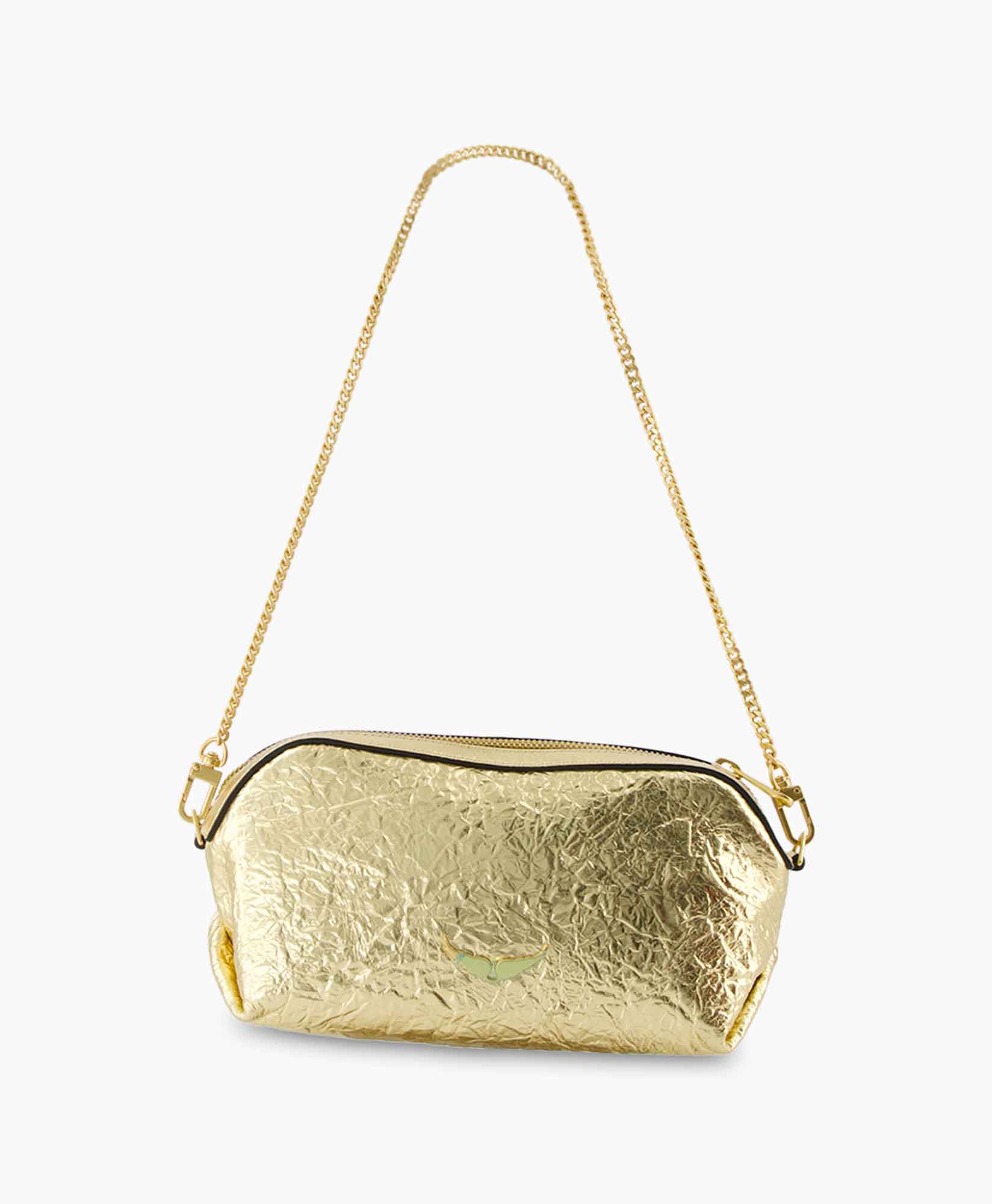 Crossbody Tas Le Cecilia Lovely Wrinkled Metallic Goud